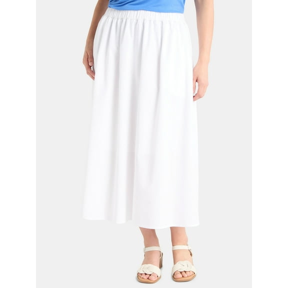 Time and Tru's Women's Pull On Midi Skirt with Pockets, XS-XXXL