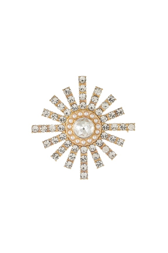 e Goldtone Rhinestone Sunburst Brooch, 1 Piece