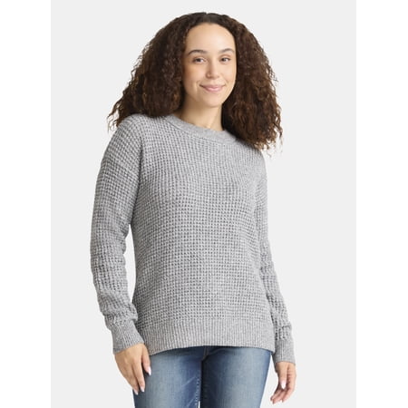 Time and Tru Women's and Women's Plus Waffle Stitch Sweater, Midweight, Sizes XS-4X