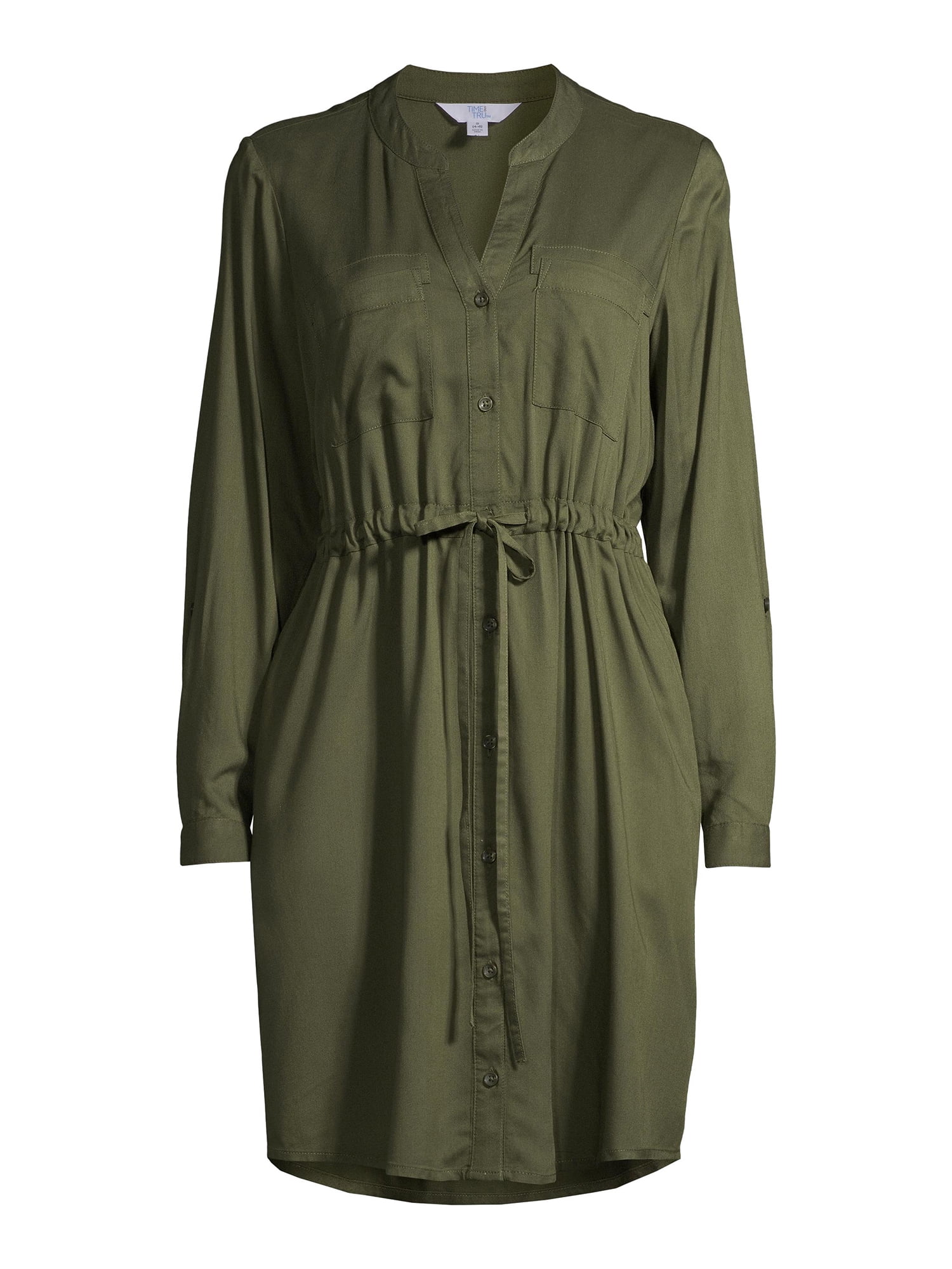 Time and True Women's Woven Utility Shirt Dress