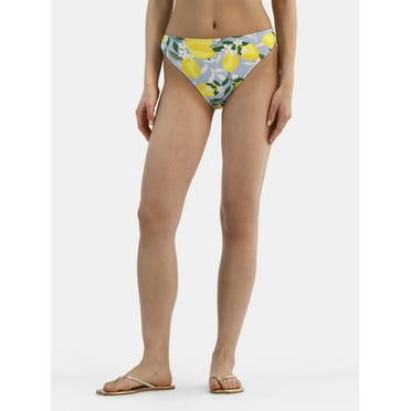 Time and True Women's and Women's Plus Print Pique Bikini Bottoms, Sizes XS-3X