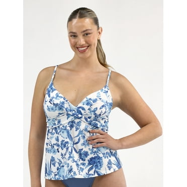 Time and True Women's and Women's Plus Twist Front Tankini Swim Top, Sizes S-3X