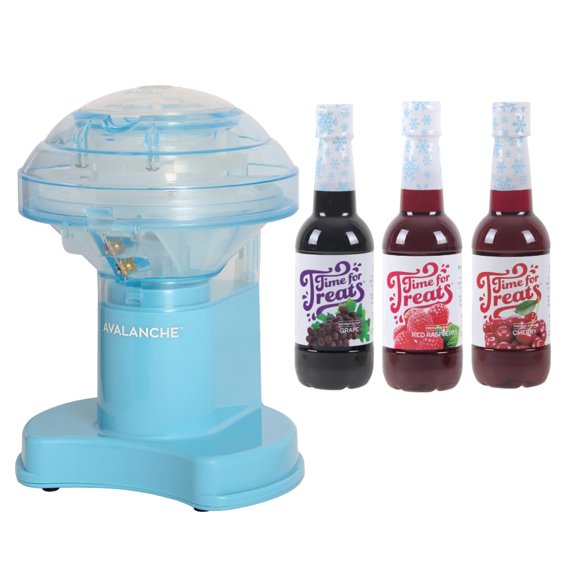 Time for Treats Avalanche Electric Ice Shaver Snow Cone Maker Kit with 3-Pack Syrups - Grape, Red Raspberry, Cherry Y101