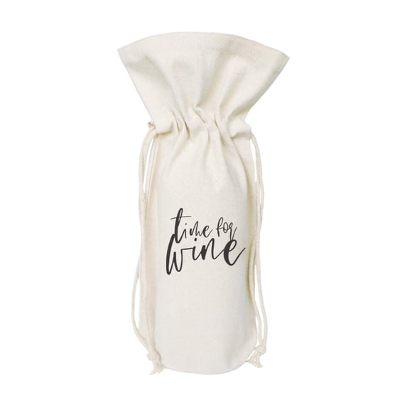 Time for Wine Cotton Canvas Wine Bag
