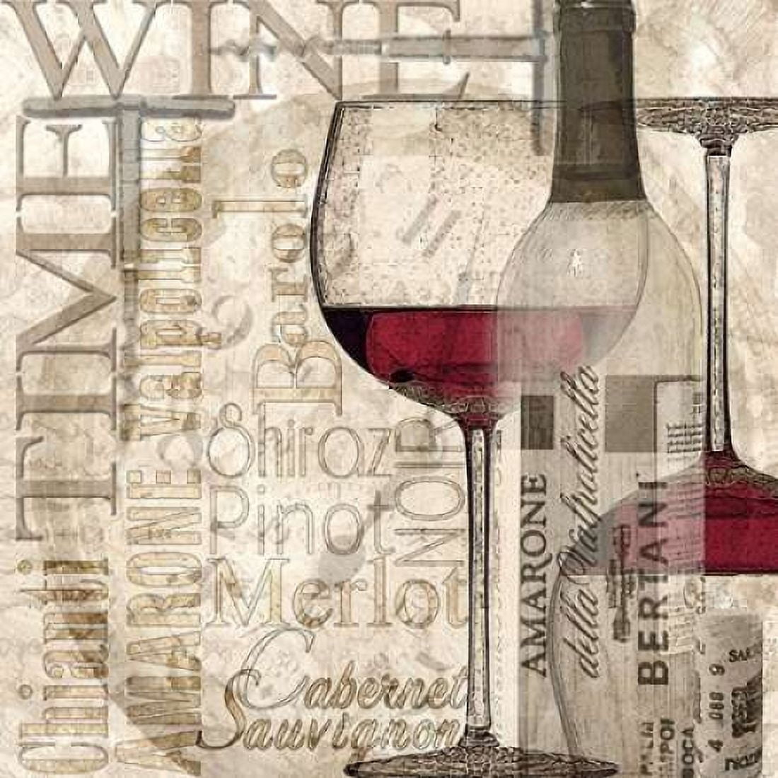 Time for Wine - Red Canvas Art - Lisa Wolk (24 x 24)