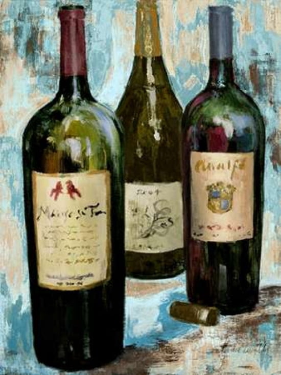 Time for Wine on Blue II Canvas Art - Lanie Loreth (18X24)