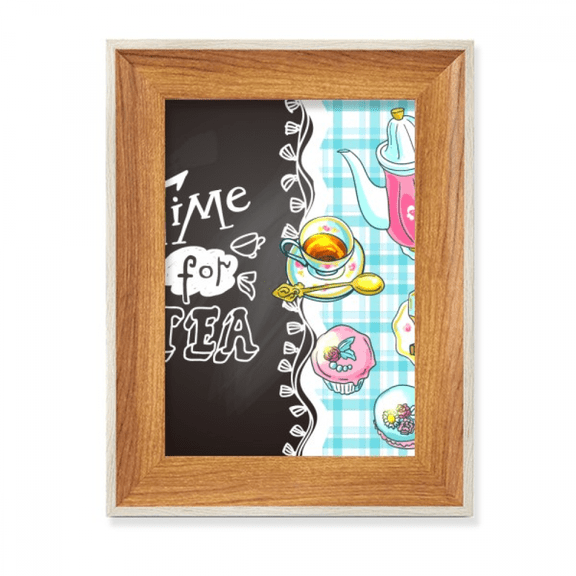 Time for tea Cupcake Teaport France Desktop Wooden Photo Frame Display Picture Art Painting Multiple Sets