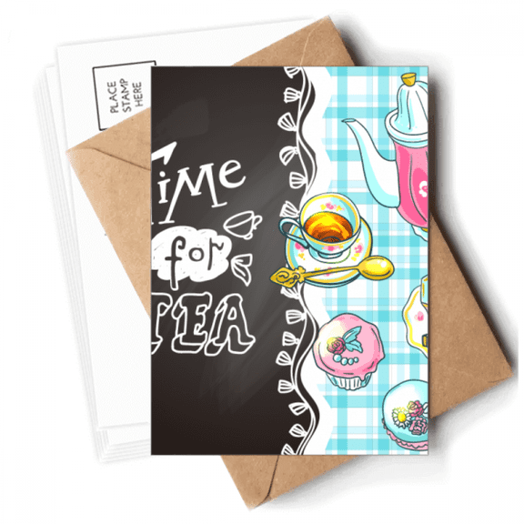 Time for tea Cupcake Teaport France Postcards Envelopes Blank Note Cards Mailing