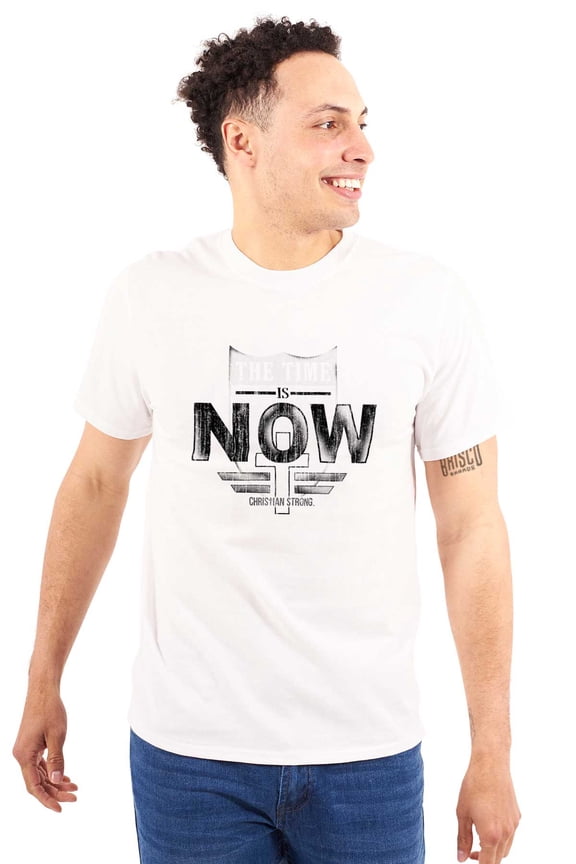Time is Now Religious Faith Men's Graphic T Shirt Tees Brisco Brands S