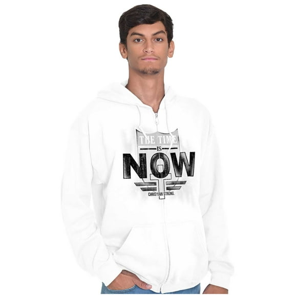 Time is Now Religious Faith Unisex Fleece Graphic Zip Up Hoodie Brisco Brands 2X