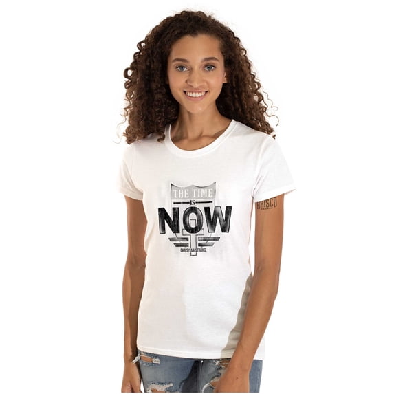 Time is Now Religious Faith Womens Slim Fit Graphic Tee Brisco Brands X