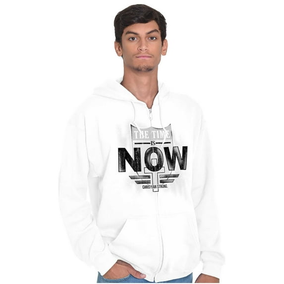 Time is Now Religious Faith Unisex Fleece Graphic Zip Up Hoodie Brisco Brands 4X