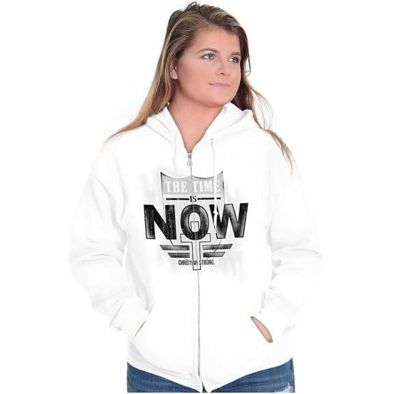 Time is Now Religious Faith Zip Up Hoodie Men's Women's Brisco Brands X