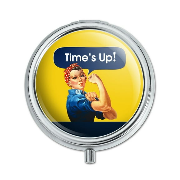 Time's Up Says Rosie the Riveter Pill Case Trinket Gift Box