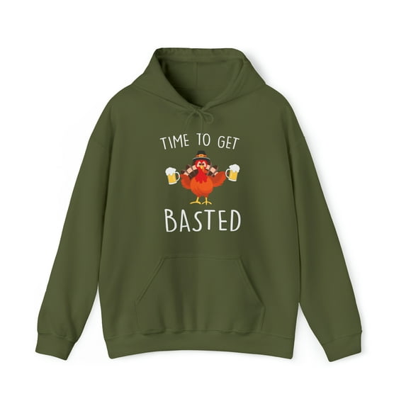 Time to Get Basted Hoodie, Funny Thanksgiving Hooded Sweatshirt