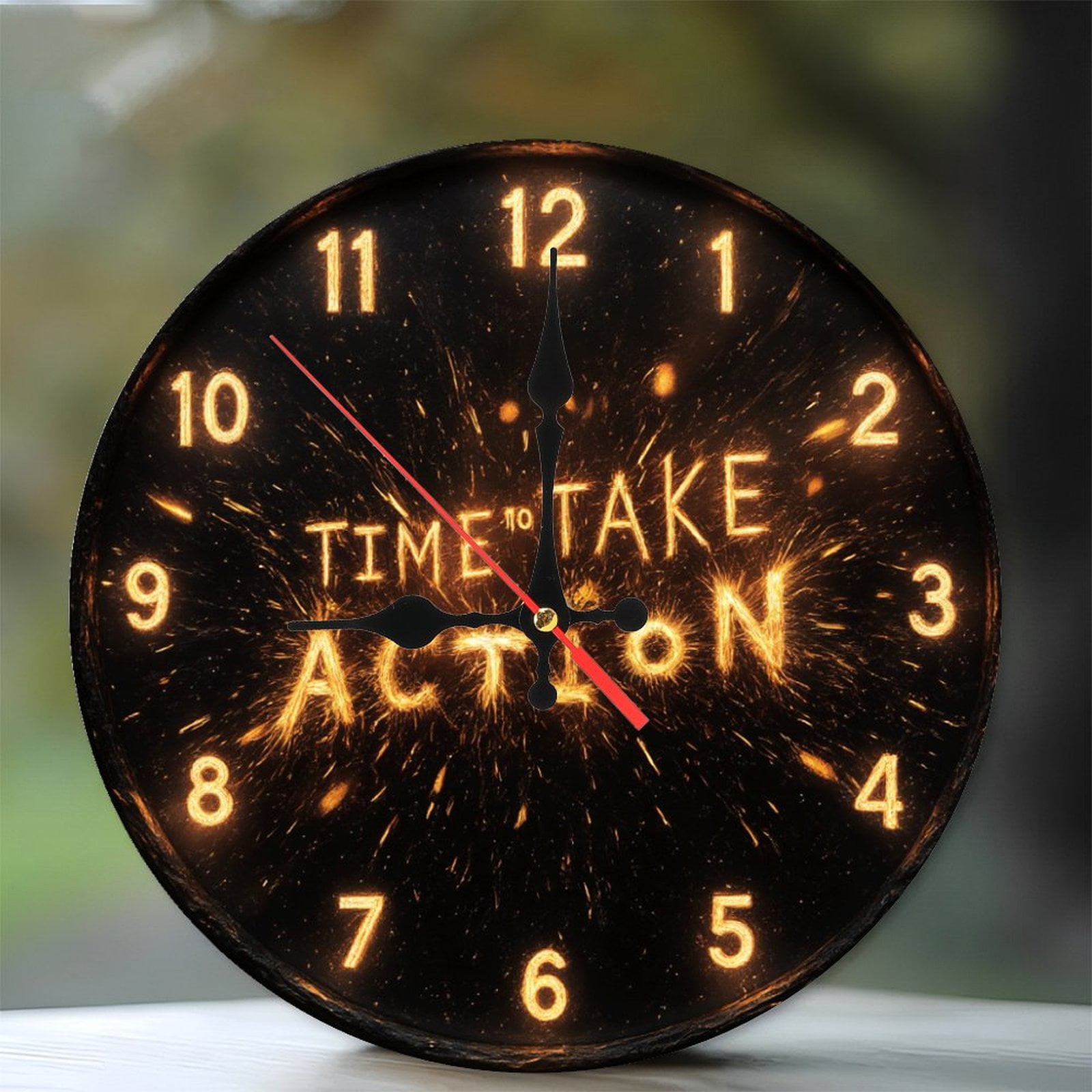 Time to Take Action Now Urgent Clock Decor 10-Inch Silent Wooden Wall ...
