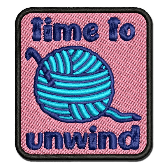 Time to Unwind Crocheting Applique Multi-Color Embroidered Hook & Loop Patch - 3 Inch Medium