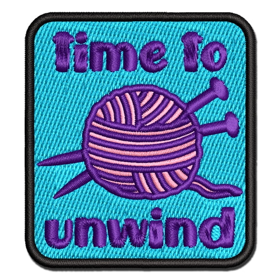 Time to Unwind Knitting Applique Multi-Color Embroidered Iron-On Patch - 2.0 Inch Mini