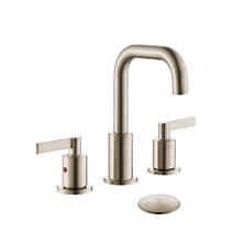 Gold Bathroom Faucet 3-Hole With Pop-Up Drain - Widespread, 360° Swivel Spout, Stainless Steel