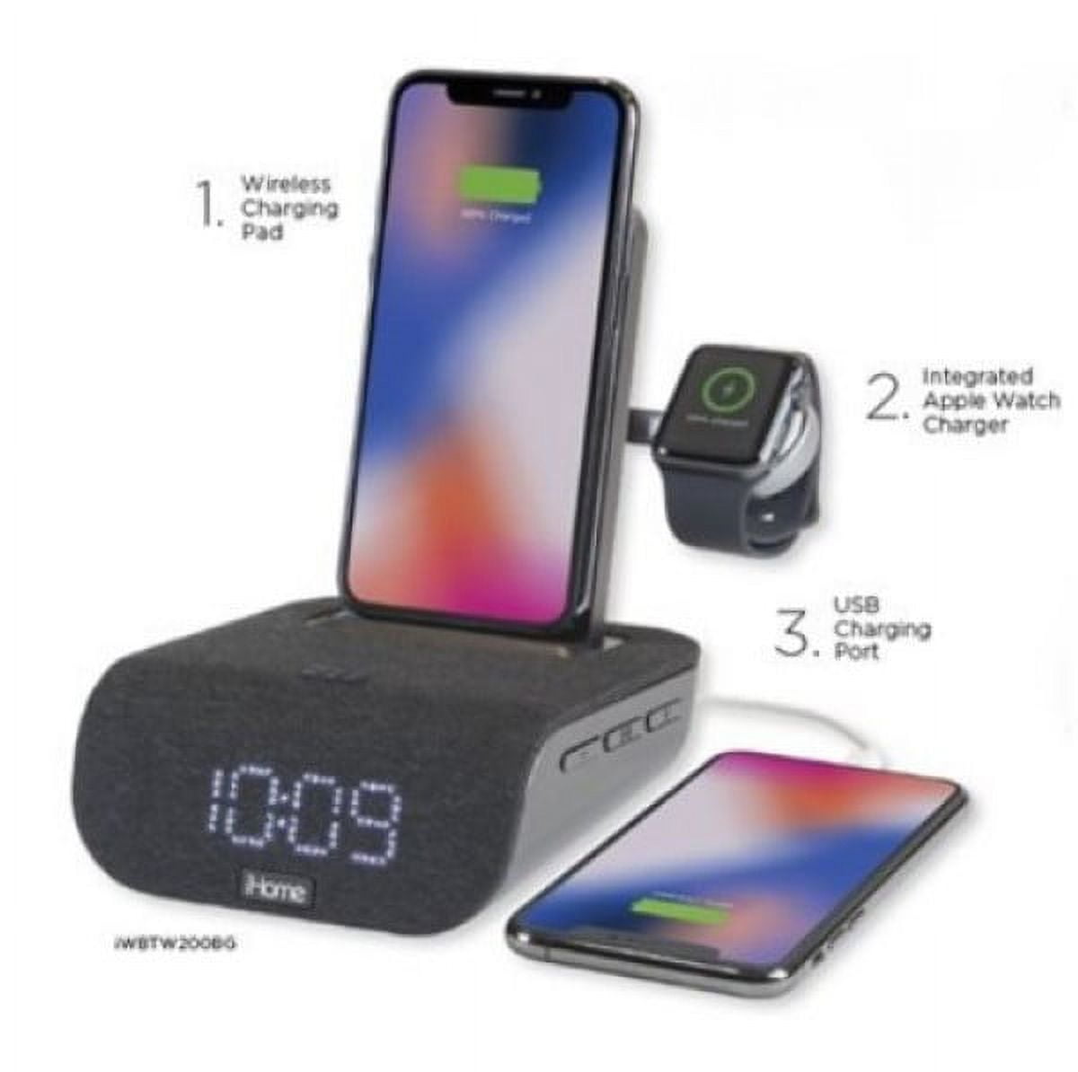 iHome TimeBase Pro+ Digital BT Alarm Clock with Wireless & USB Charging