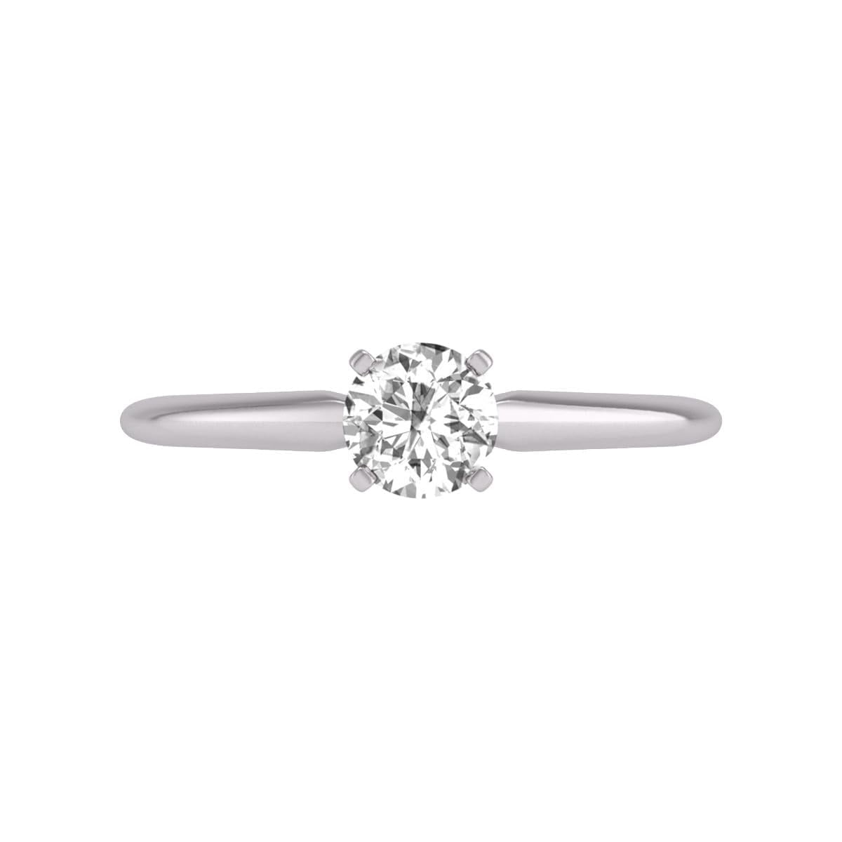 TimeLe$$ Classics 0.25 Carat Lab Grown 4 Prong Solitaire Round Cut Solitaire Diamond Engagement Ring For Women in 14K White Gold (Ring Size: 4.5)