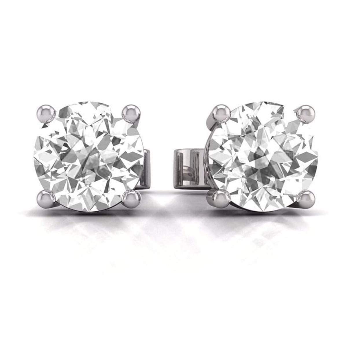 TimeLe$$ Classics 0.25 Carat TW Lab Grown Round Cut Solitaire Diamond Stud Earrings For Women in 14K White Gold