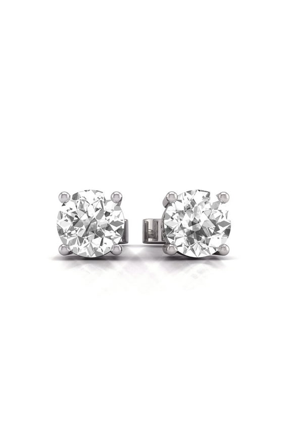 0.25 Carat TW Natural Round Cut Solitaire Diamond Stud Earrings For Women in 14K White Gold