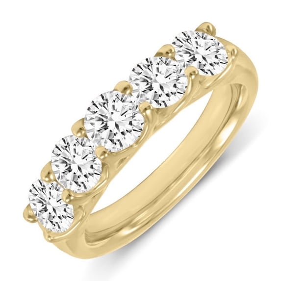 TimeLe$$ Classics 0.50 CTW Round Lab Grown Diamond Five Stone Wedding Anniversary Stackable Ring Band in 14K Yellow Gold (Ring Size: 8)