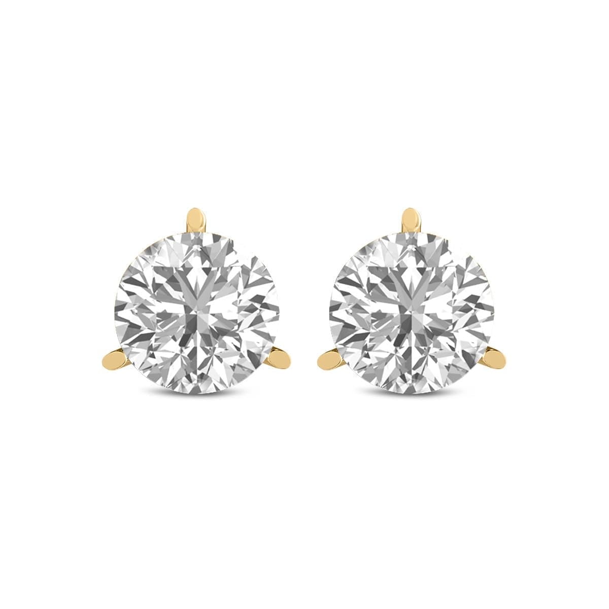 TIMELE$$ CLASSICS 0.50 Carat TW Lab Grown Round Cut 3 Prong Martini Diamond Earrings For Women in 14K Yellow Gold