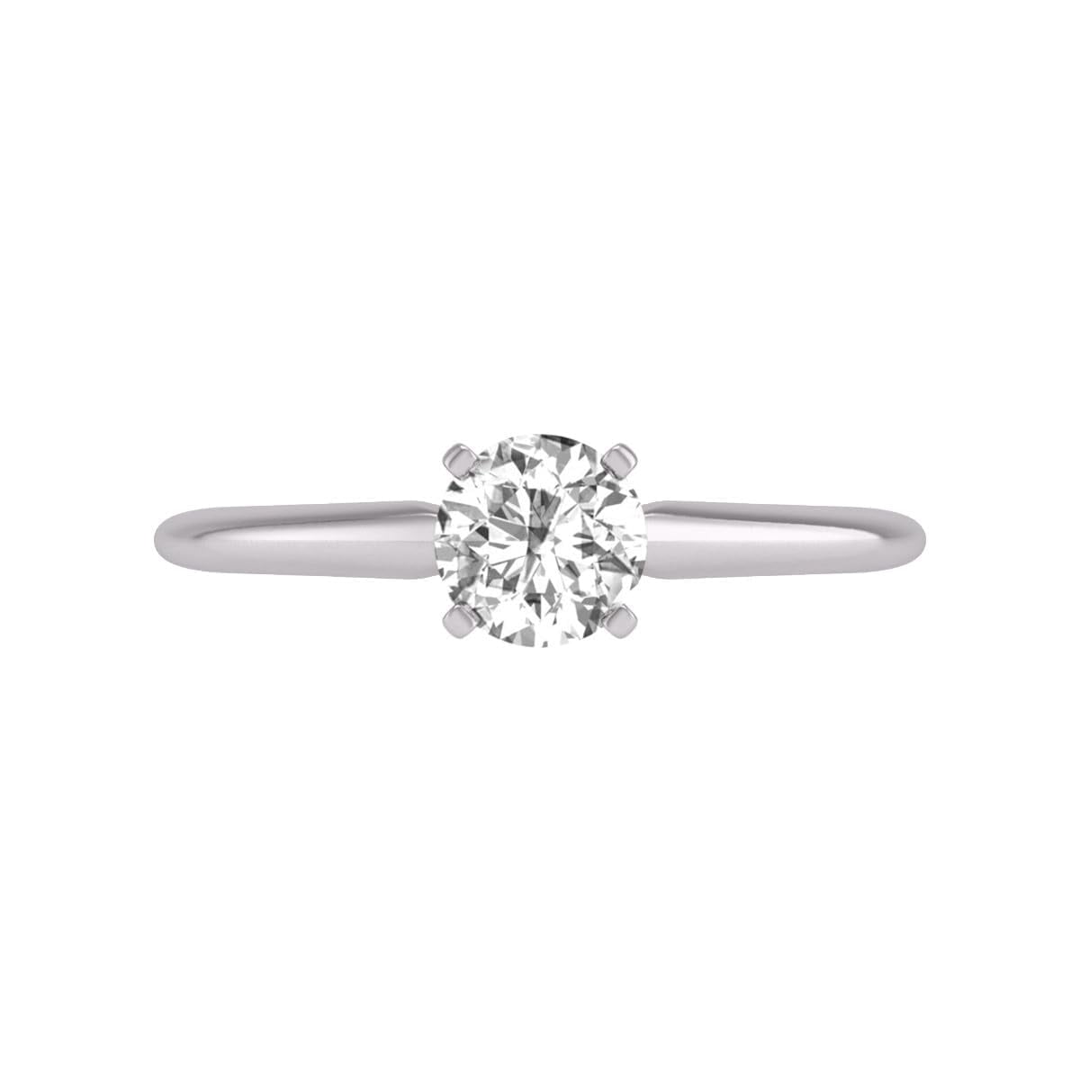 TimeLe$$ Classics 0.75 Carat Lab Grown 4 Prong Solitaire Round Cut Solitaire Diamond Engagement Ring For Women in 14K White Gold (Ring Size: 5)