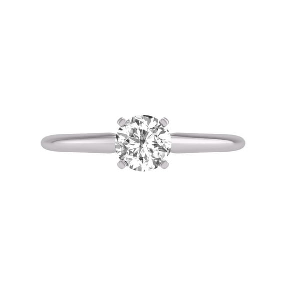 TimeLe$$ Classics 0.75 Carat Lab Grown 4 Prong Solitaire Round Cut Solitaire Diamond Engagement Ring For Women in 14K White Gold (Ring Size: 9)