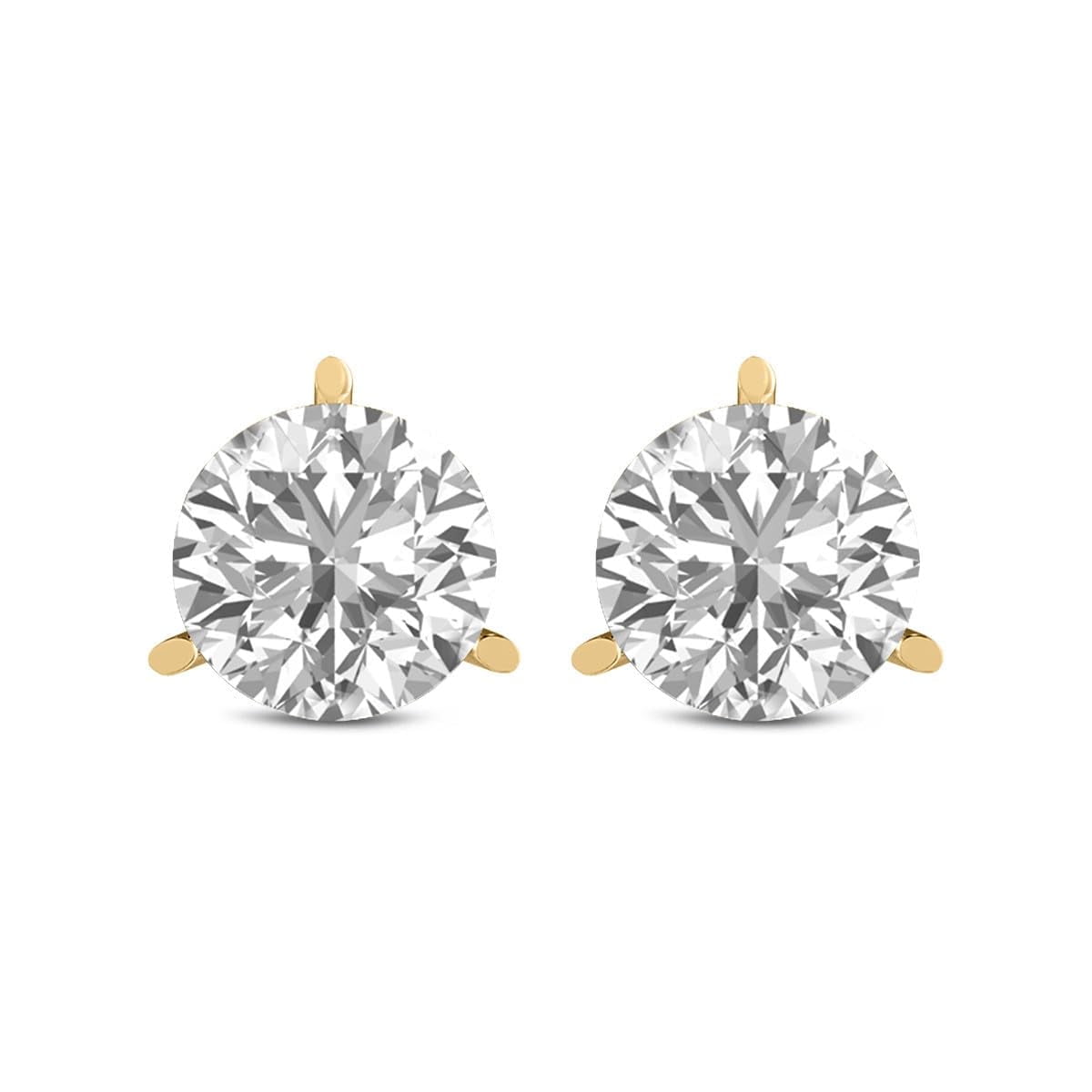 TimeLe$$ Classics 1.50 Carat TW Lab Grown Round Cut 3 Prong Martini Diamond Earrings For Women in 14K Yellow Gold