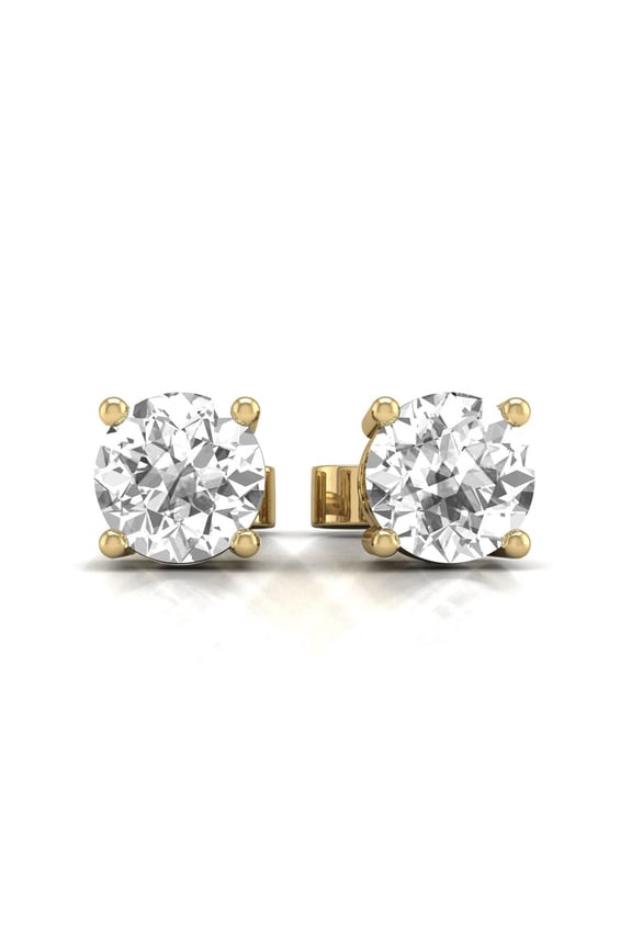 1 Carat TW Lab Grown Round Cut Solitaire Diamond Stud Earrings For Women in 14K Yellow Gold