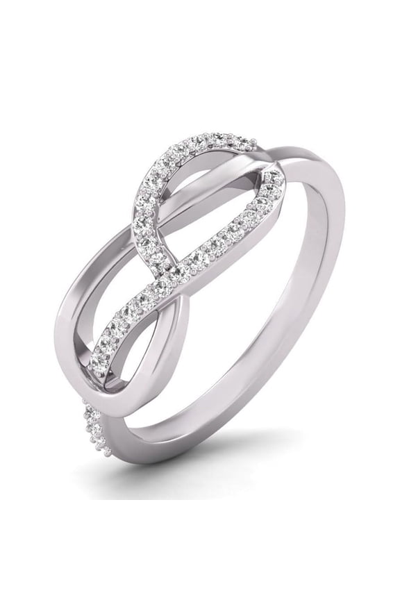 14K White Gold Diamond Infinity Ring (Ring Size 10)