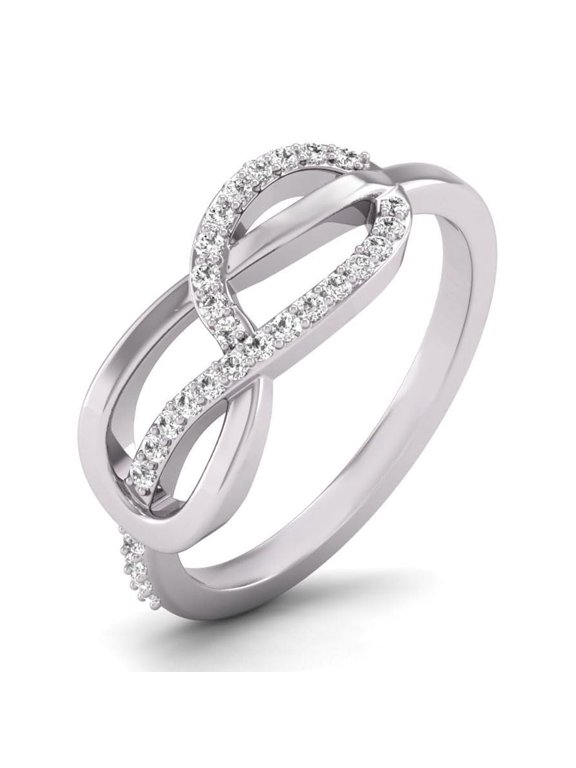 14K White Gold Diamond Infinity Ring (Ring Size 6.5)