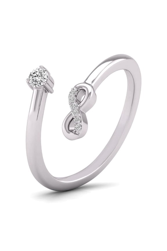 14K White Gold Natural Diamond Infinity Promise Ring (Ring Size 5)