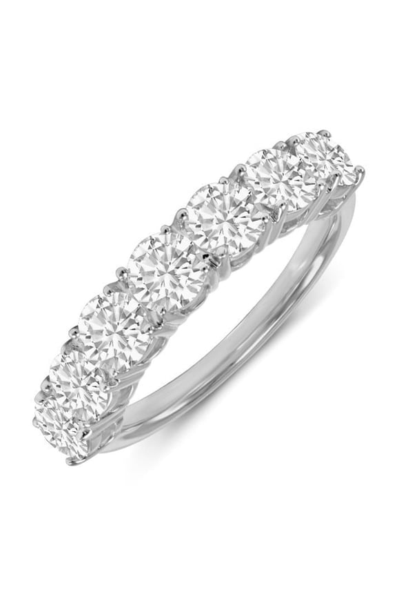 14K White Gold Round Lab Grown Diamond Ladies Seven Stone Wedding Anniversary Stackable Ring Band - 0.50 CTW (Ring Size: 5)
