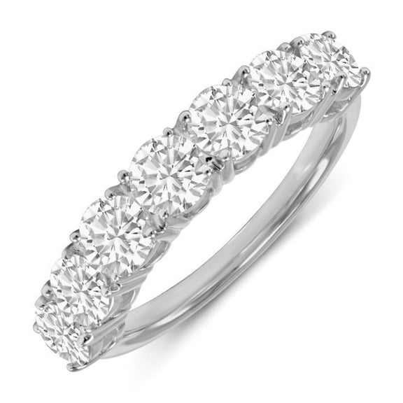 TimeLe$$ Classics 14K White Gold Round Lab Grown Diamond Ladies Seven Stone Wedding Anniversary Stackable Ring Band - 0.50 CTW (Ring Size: 5)