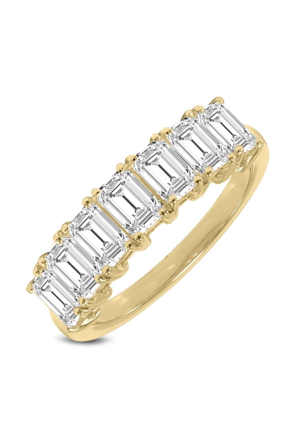 14K Yellow Gold Round Lab Grown Diamond Ladies Seven Stone Wedding Anniversary Stackable Ring Band - 1 CTTW (Ring Size: 10)