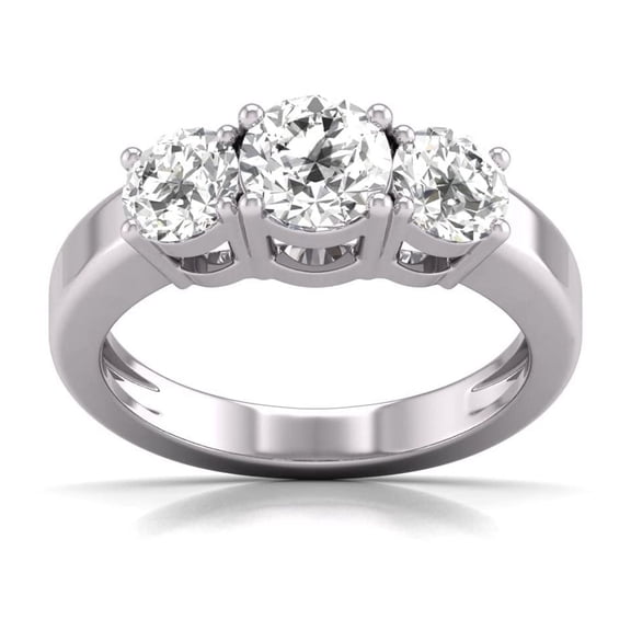 TimeLe$$ Classics 2 Carat TW Lab Grown Diamond Three Stone Engagement Ring in 14K White Gold (Ring Size 6.5)