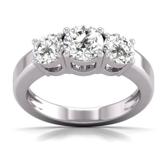 TimeLe$$ Classics 2 Carat TW Lab Grown Diamond Three Stone Engagement Ring in 14K White Gold (Ring Size 6)