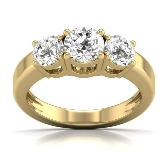 TimeLe$$ Classics 2 Carat TW Lab Grown Diamond Three Stone Engagement Ring in 14K Yellow Gold (Ring Size 9.5)