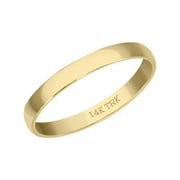 TIMELE$$ CLASSICS 2 MM Plain Band Ring for Women in Solid 14K Yellow Gold, Pleasant Gold Ring, A Stunning Precious Jewelry Gift for Her (Ring Size 7)