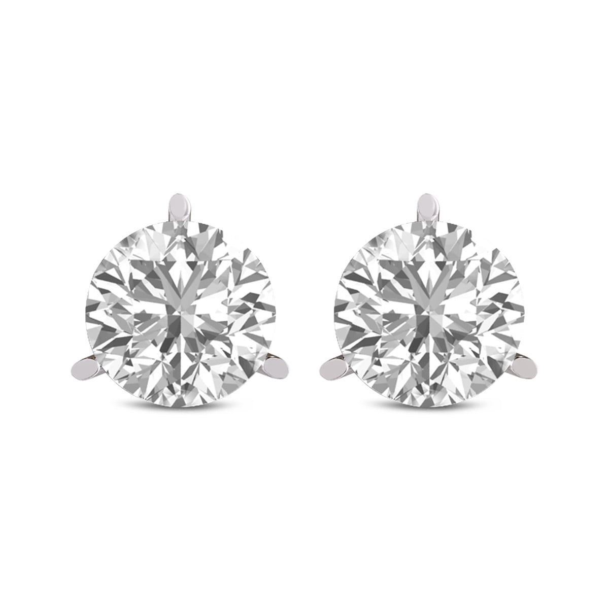 TimeLe$$ Classics 4 Carat TW Lab Grown Round Cut 3 Prong Martini Diamond Earrings For Women in 14K White Gold