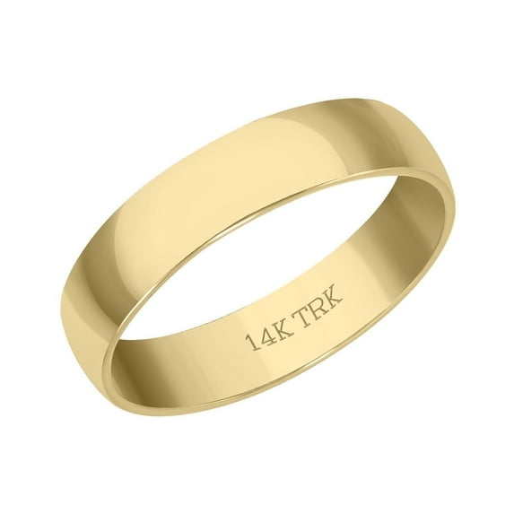 TimeLe$$ Classics 4 MM Plain Band Ring for Men and Women in Solid 14K Yellow Gold, Graceful Gold Ring, A Stunning Precious Jewelry Gift For Loved Once (Ring Size 5)