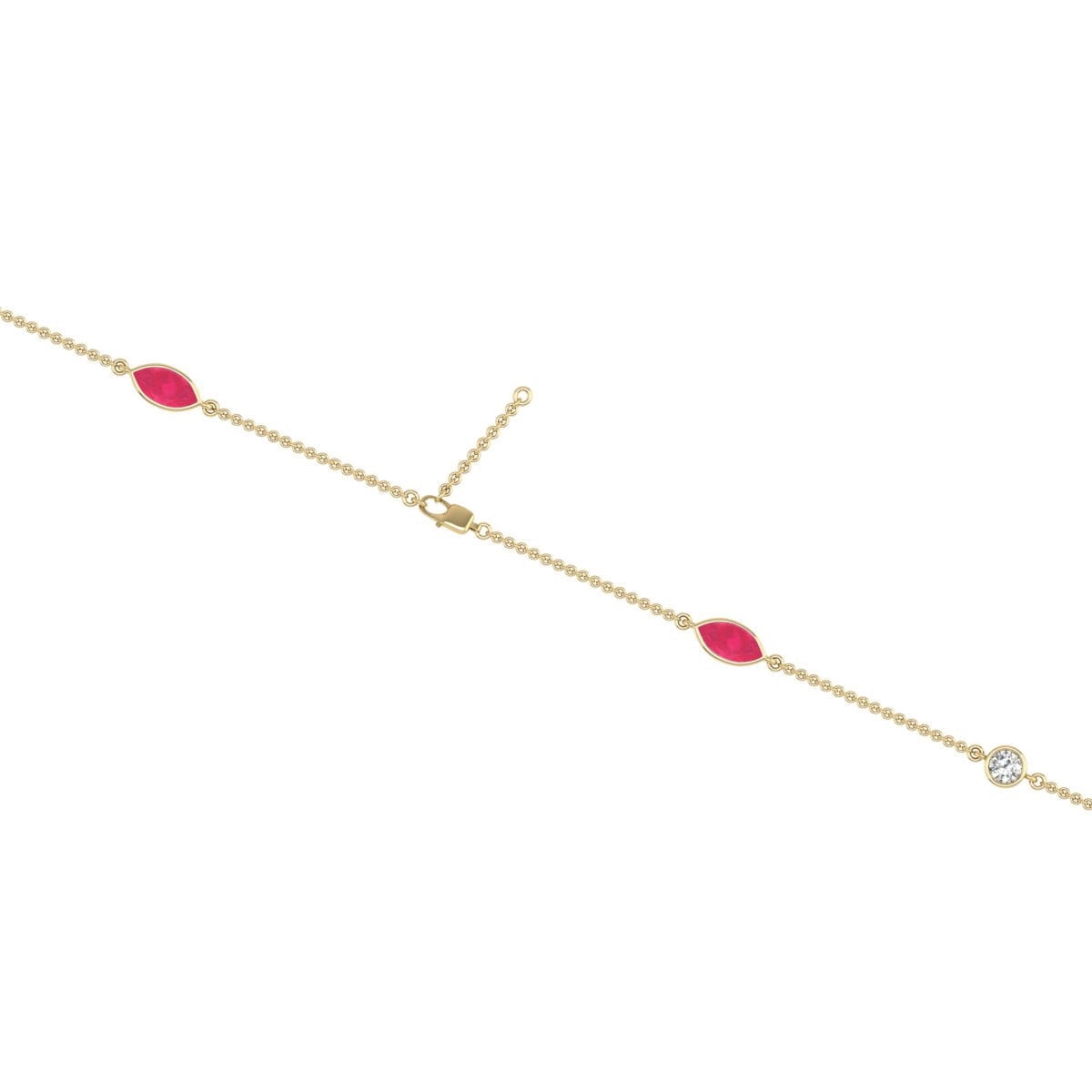 TimeLe$$ Classics Birthstone Jewelry 1 Carat TW Natural Diamond and Pear Shape Ruby Gemstone Necklace in 14K Yellow Gold