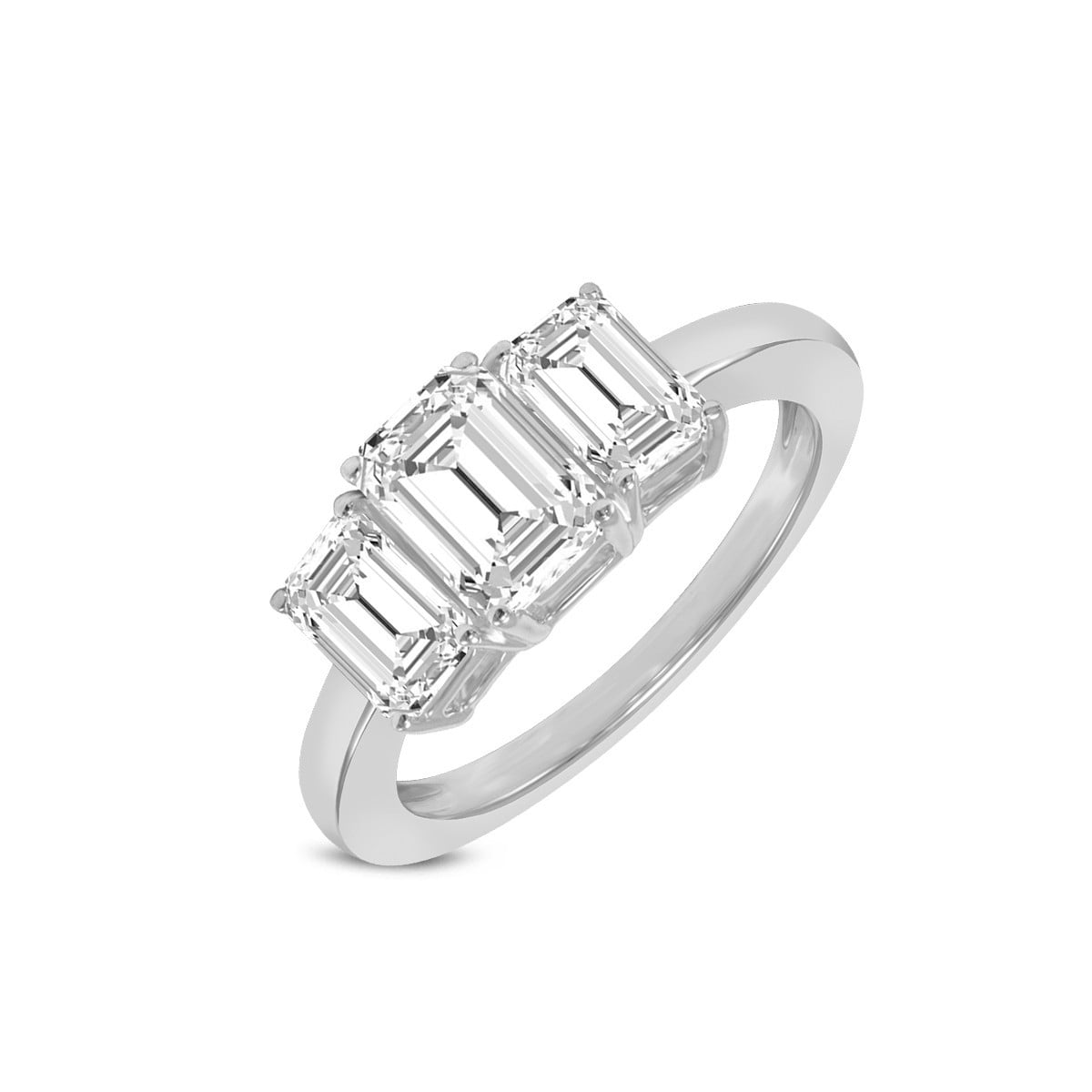 TimeLe$$ Classics Emerlad Cut Lab Grown Diamond Three Stone Engagement ...