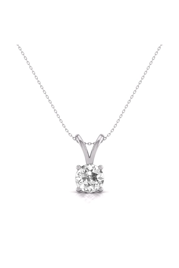 Fine Jewelry 1.25 Carat Lab Grown Diamond Solitaire Pendant Necklace For Women in 14K White Gold 4-Prong Set Round Cut