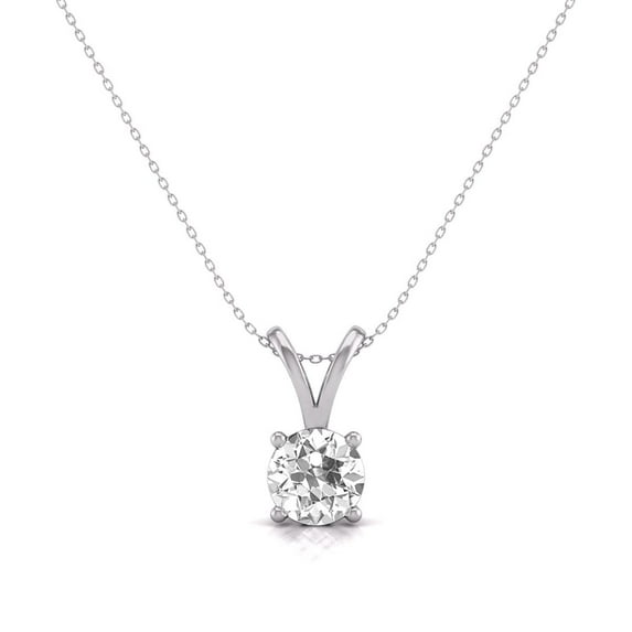 TimeLe$$ Classics Fine Jewelry 1 Carat Lab Grown Diamond Solitaire Pendant Necklace For Women in 14K White Gold 4-Prong Set Round Cut
