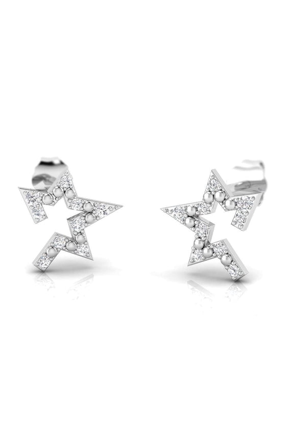 Jewelry For Women - Star Shape Lab Grown Diamond Cluster Earrings in Sterling Silver .925